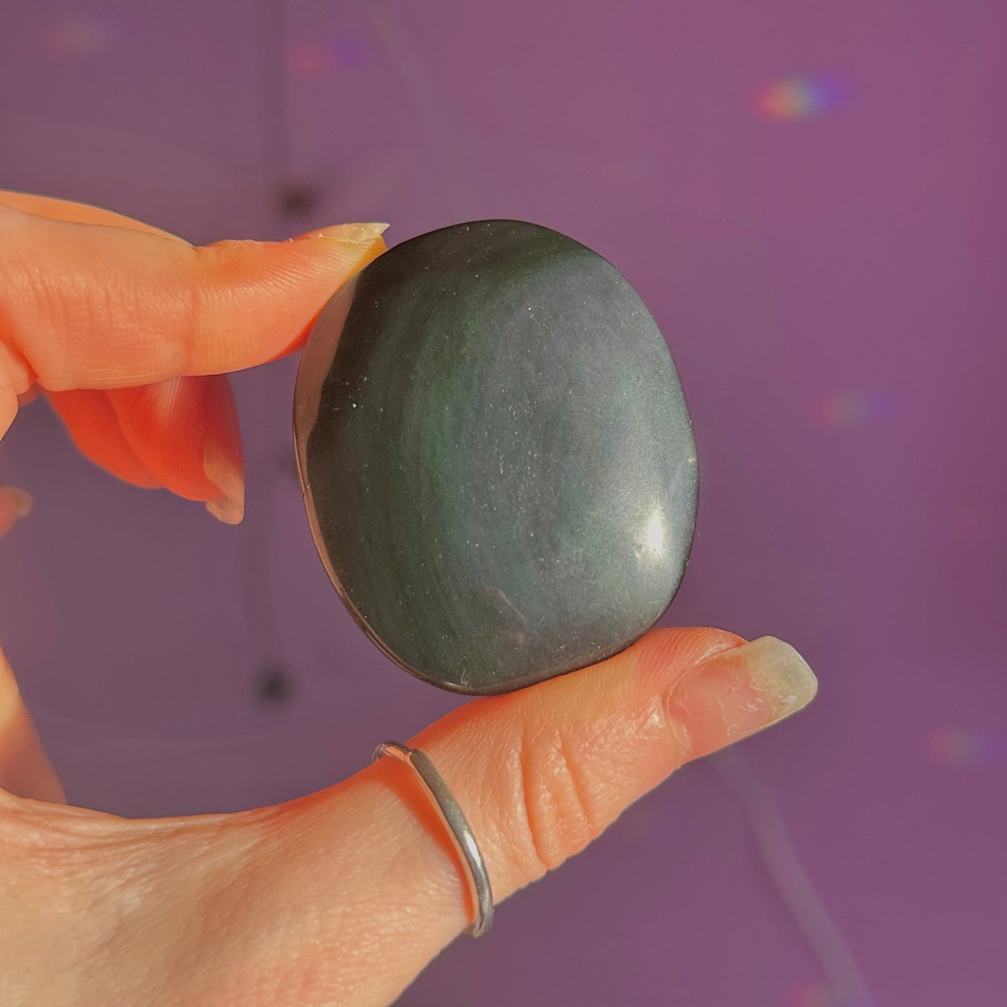rainbow obsidian palm stone ~ intuitively chosen