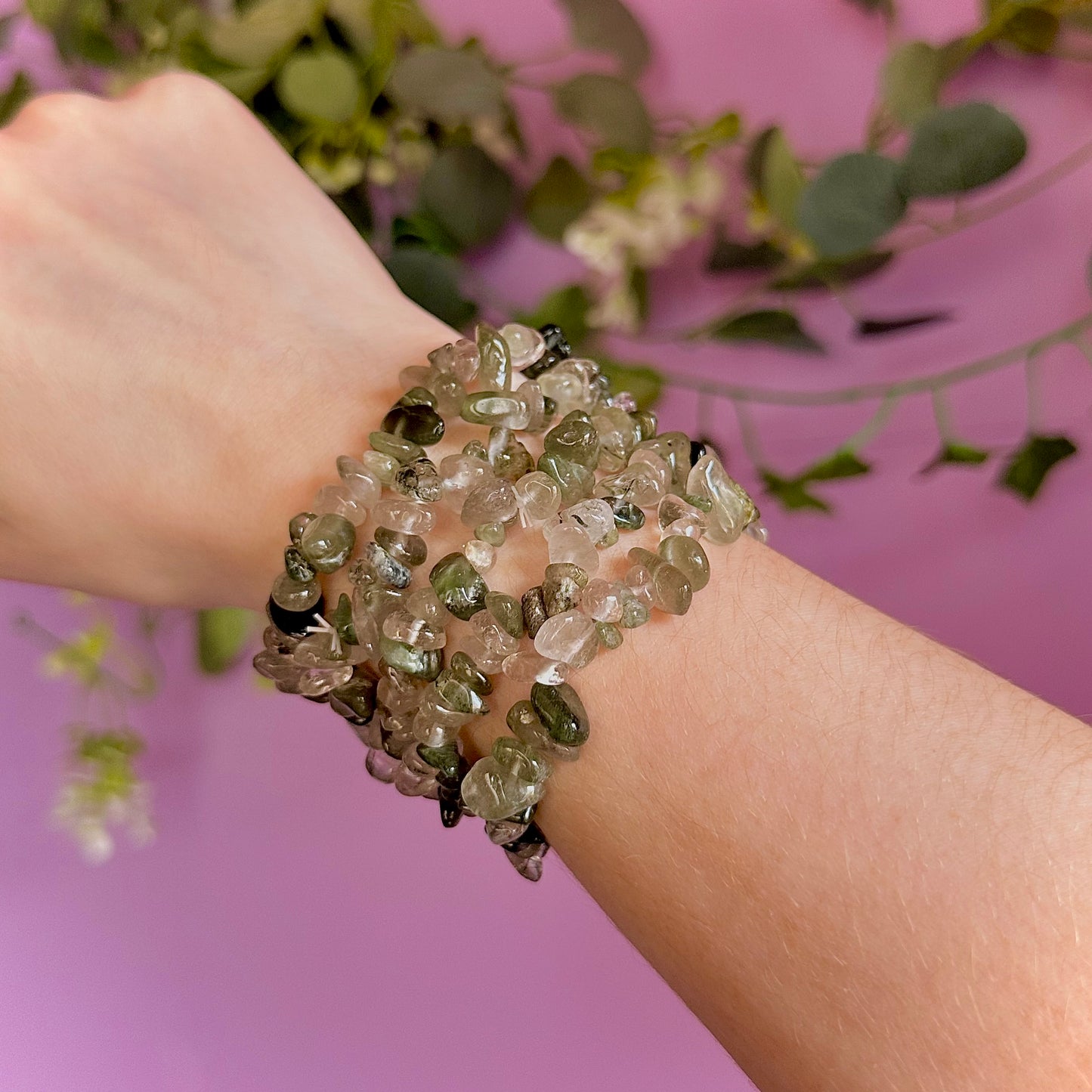 green rutile chip bracelets