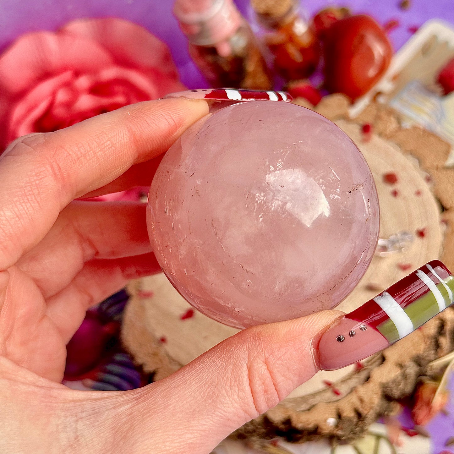 starlight asterism rose quartz sphere A