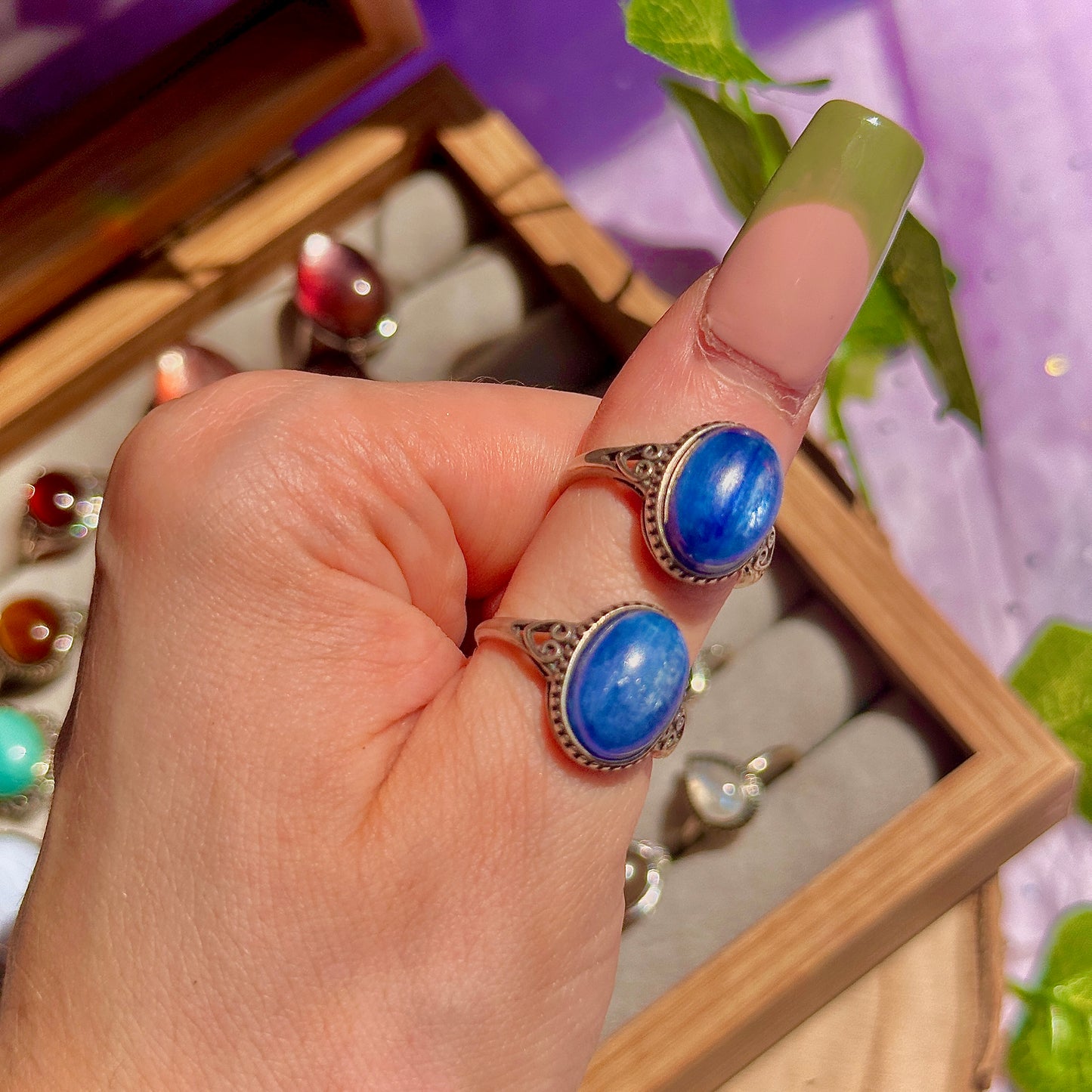 blue kyanite 925 sterling silver adjustable ring