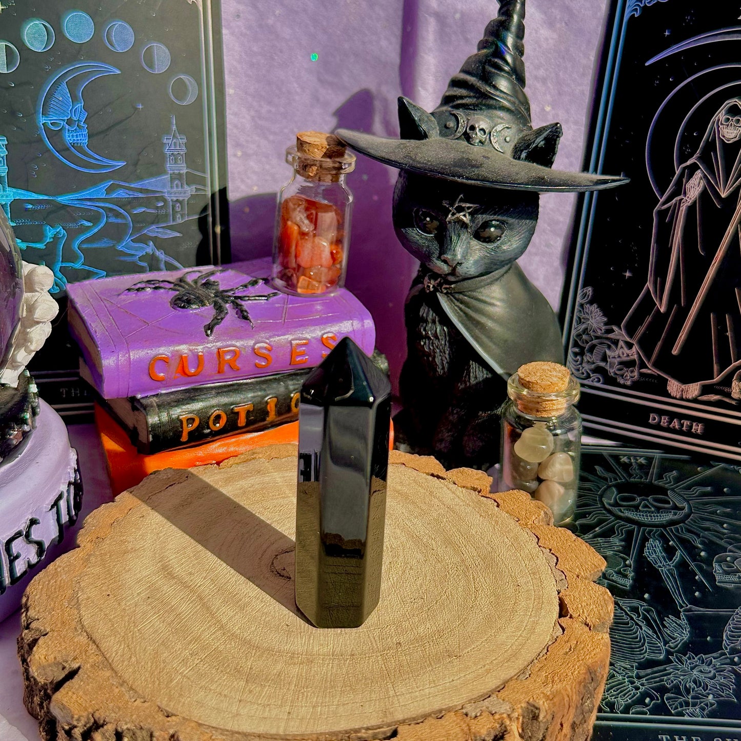 black obsidian point