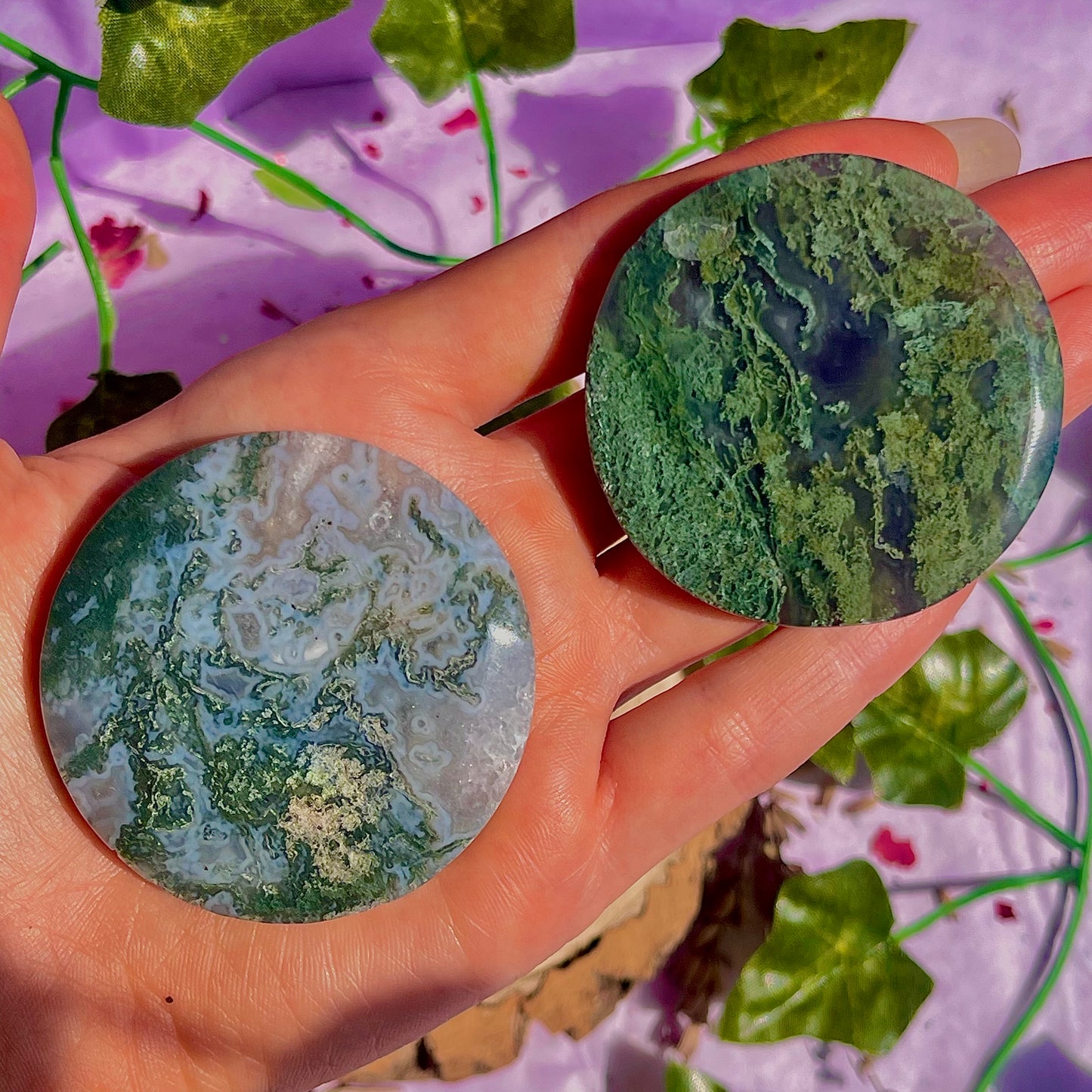 moss agate disc A & B