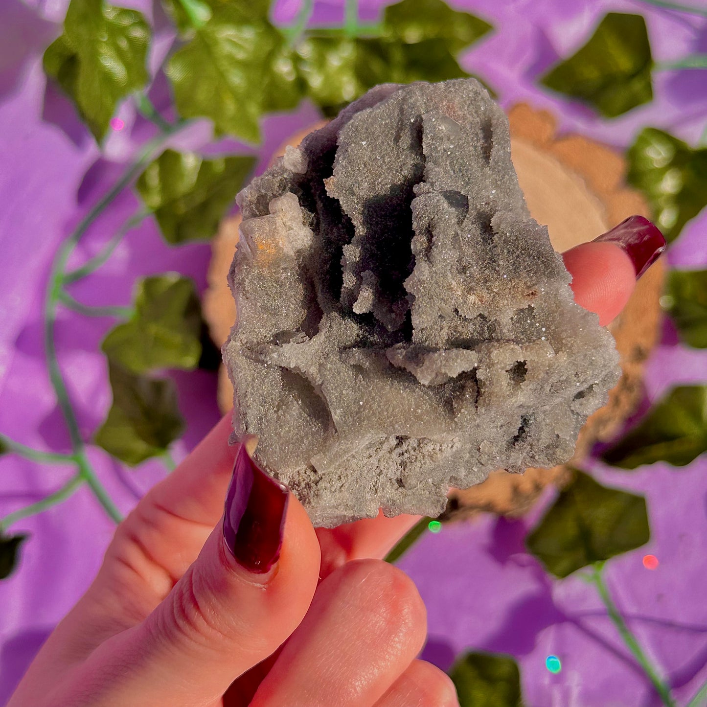 druzy quartz specimen with cubic fluorite & mini pyrite flower