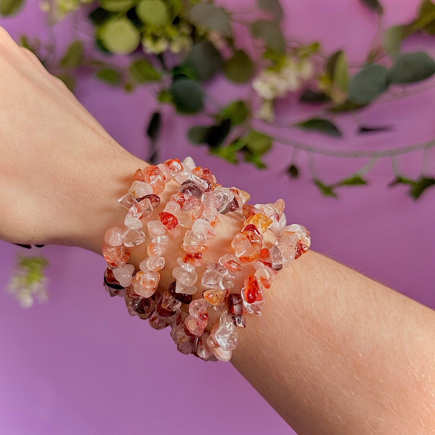 fire quartz chip bracelet