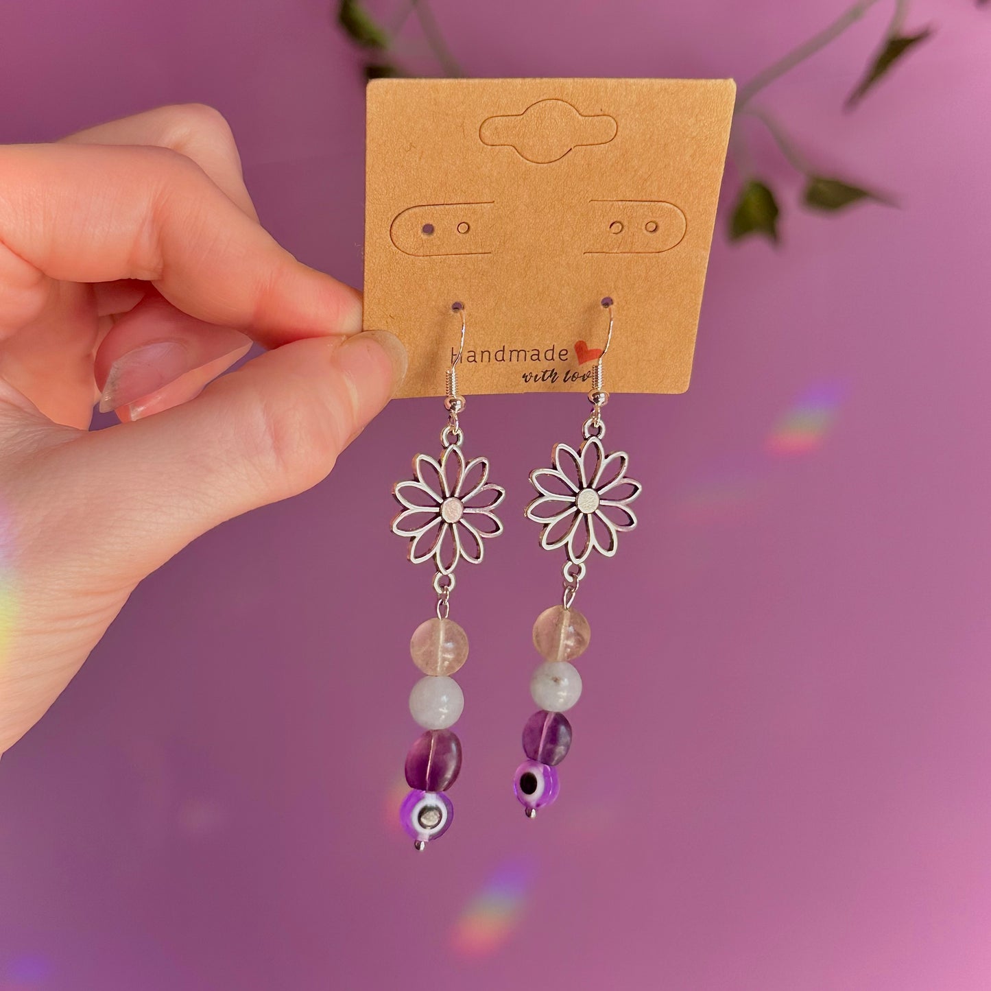 bloom earrings on 925 hooks ~ fluorite, aquamarine, calcite
