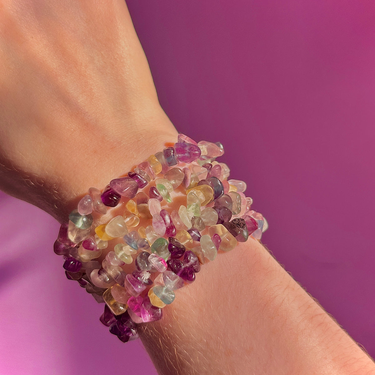 rainbow fluorite chip bracelets
