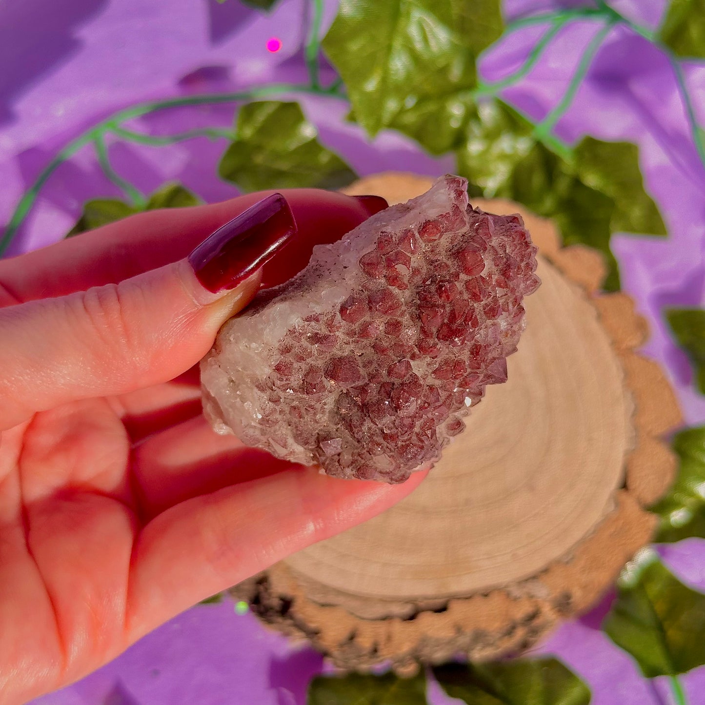 red hematoid quartz cluster
