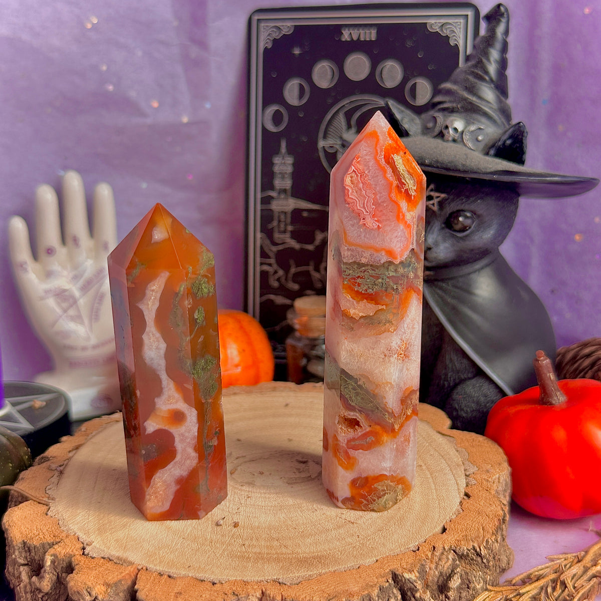 carnelian x moss agate towers ~ choose your own