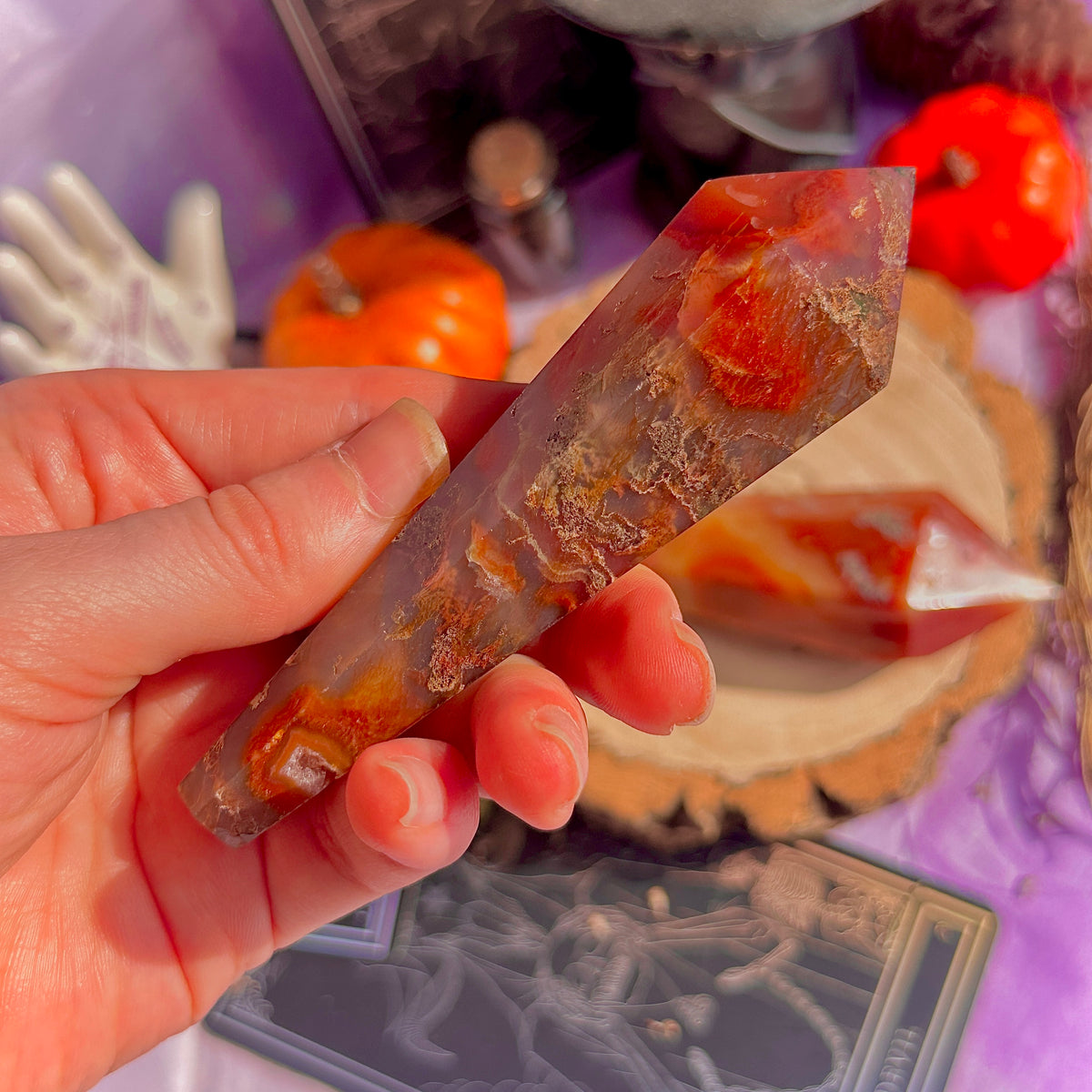 carnelian x moss agate generator wands ~ choose your own