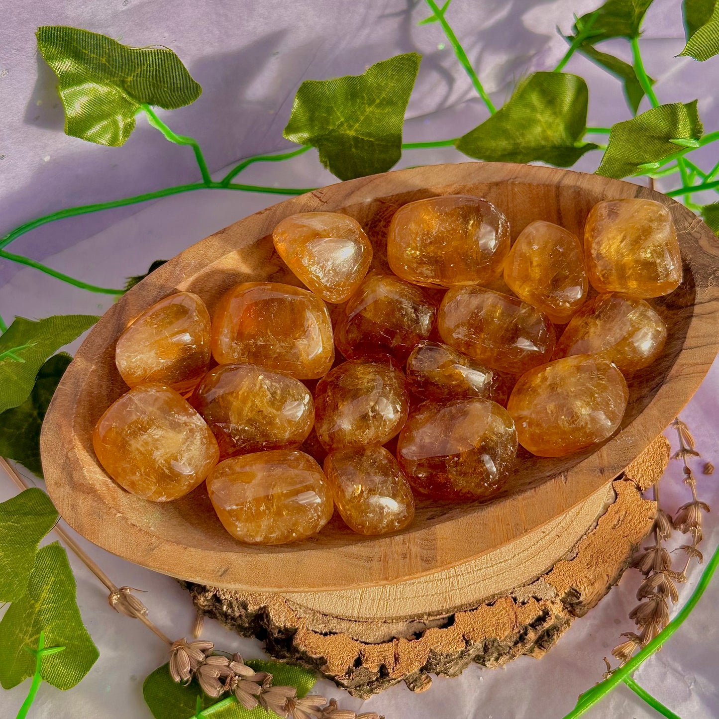 honey calcite tumbles