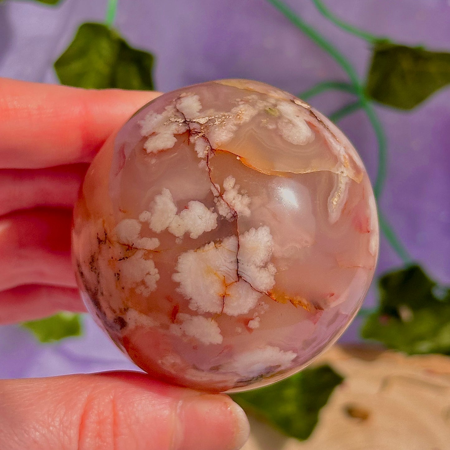 flower agate sphere
