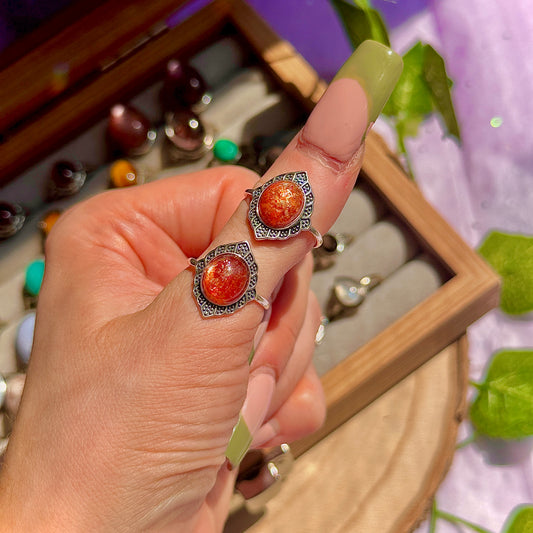 sunstone 925 sterling silver adjustable ring