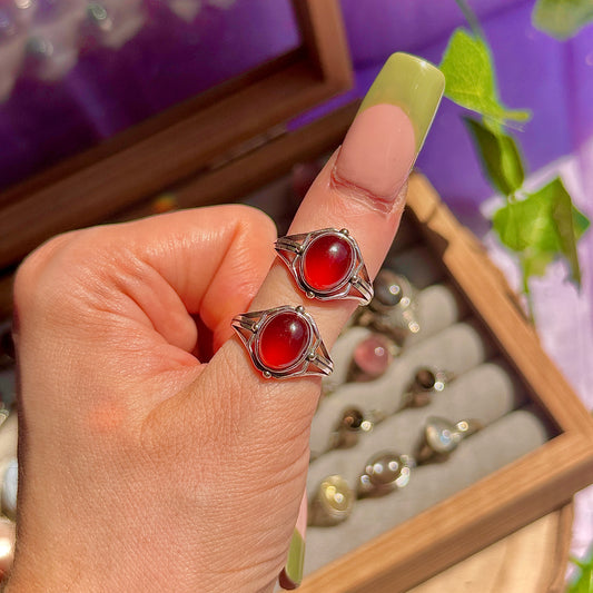 garnet 925 sterling silver adjustable ring ~ style b