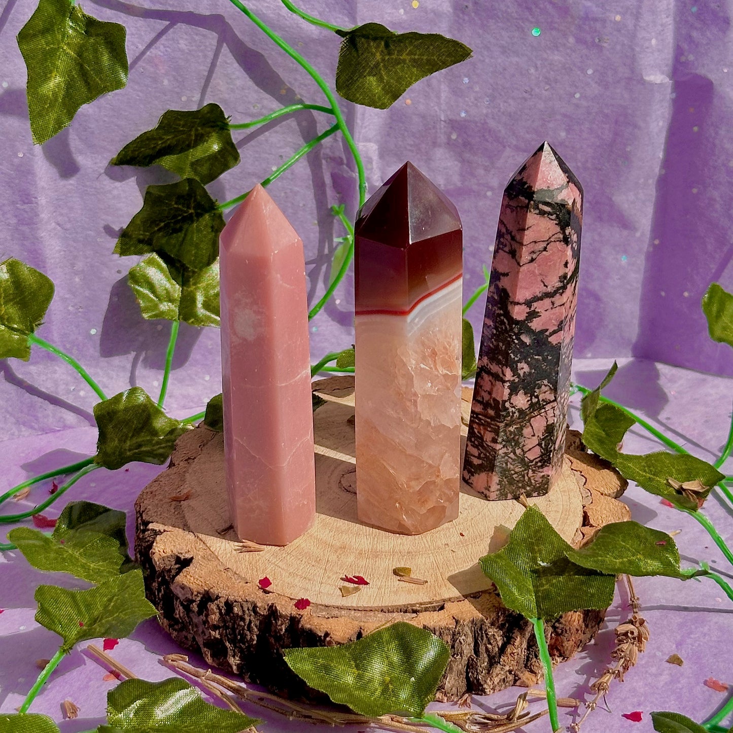 pink/red towers ~ pink opal, rhodonite & carnelian ~ choose your own