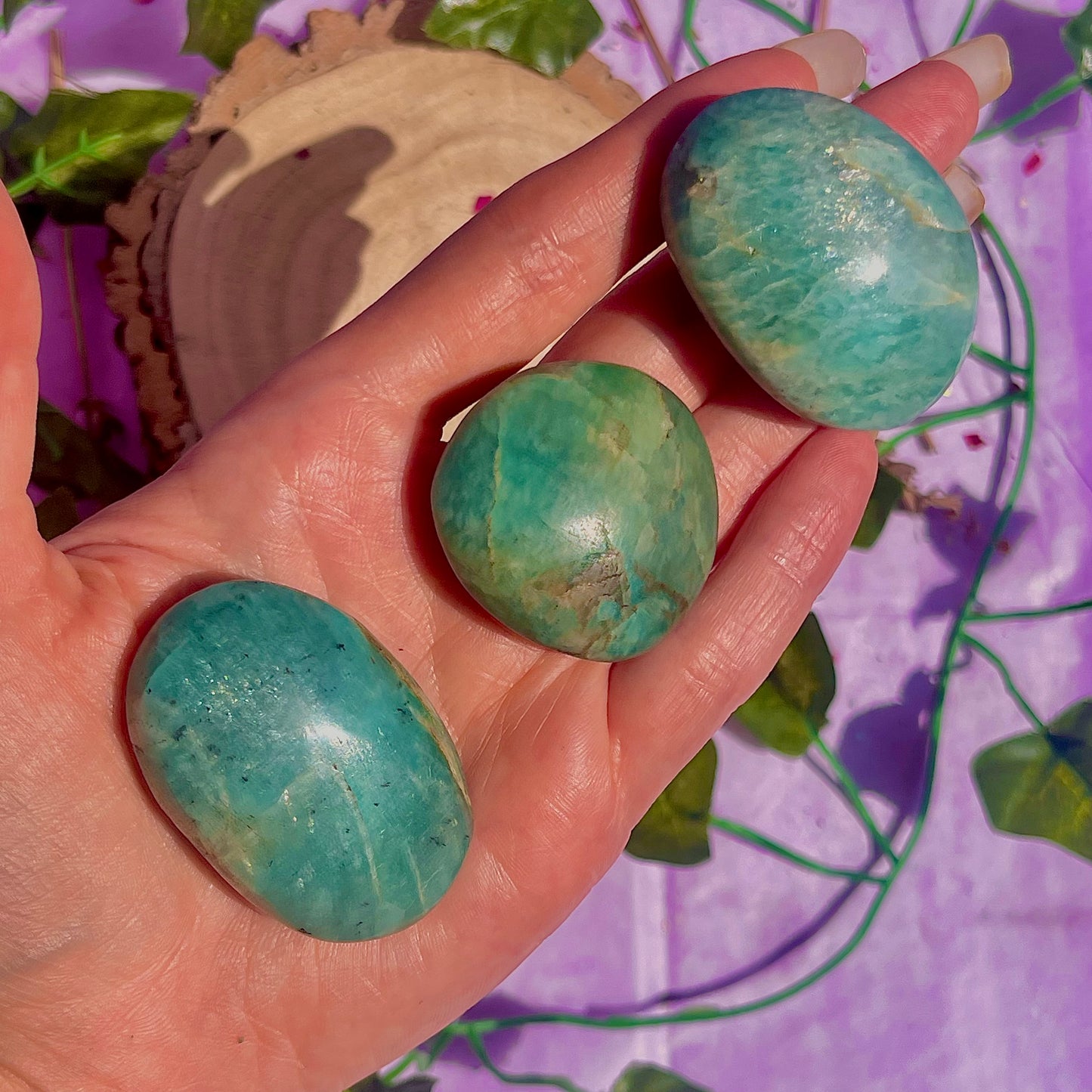 amazonite palm stones ~ intuitively chosen