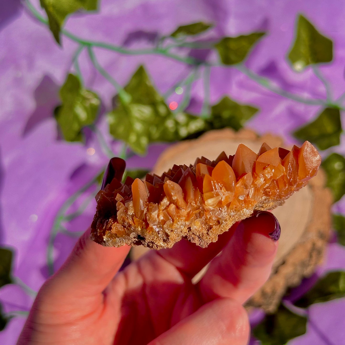 orange calcite cluster specimen C