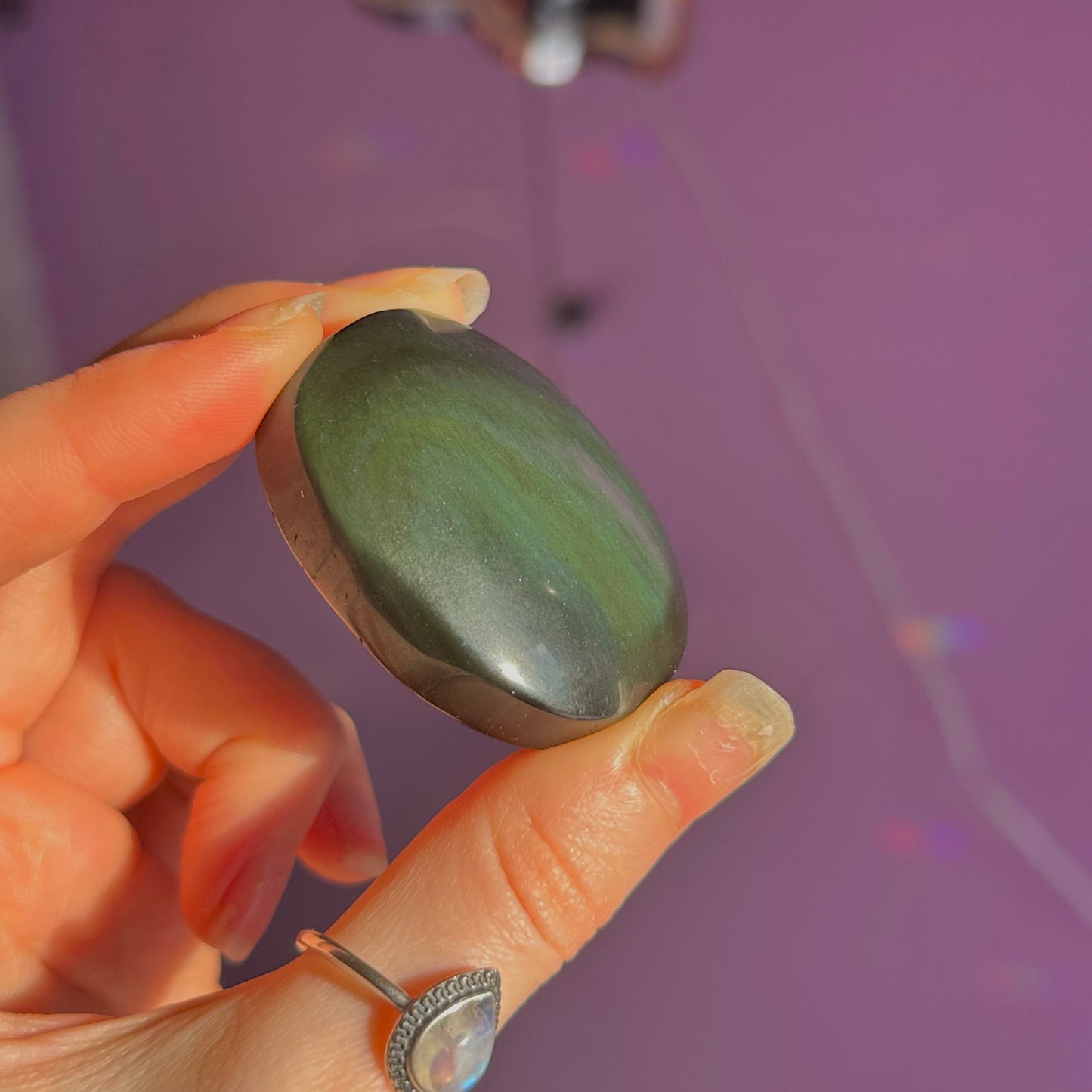 rainbow obsidian palm stone ~ intuitively chosen