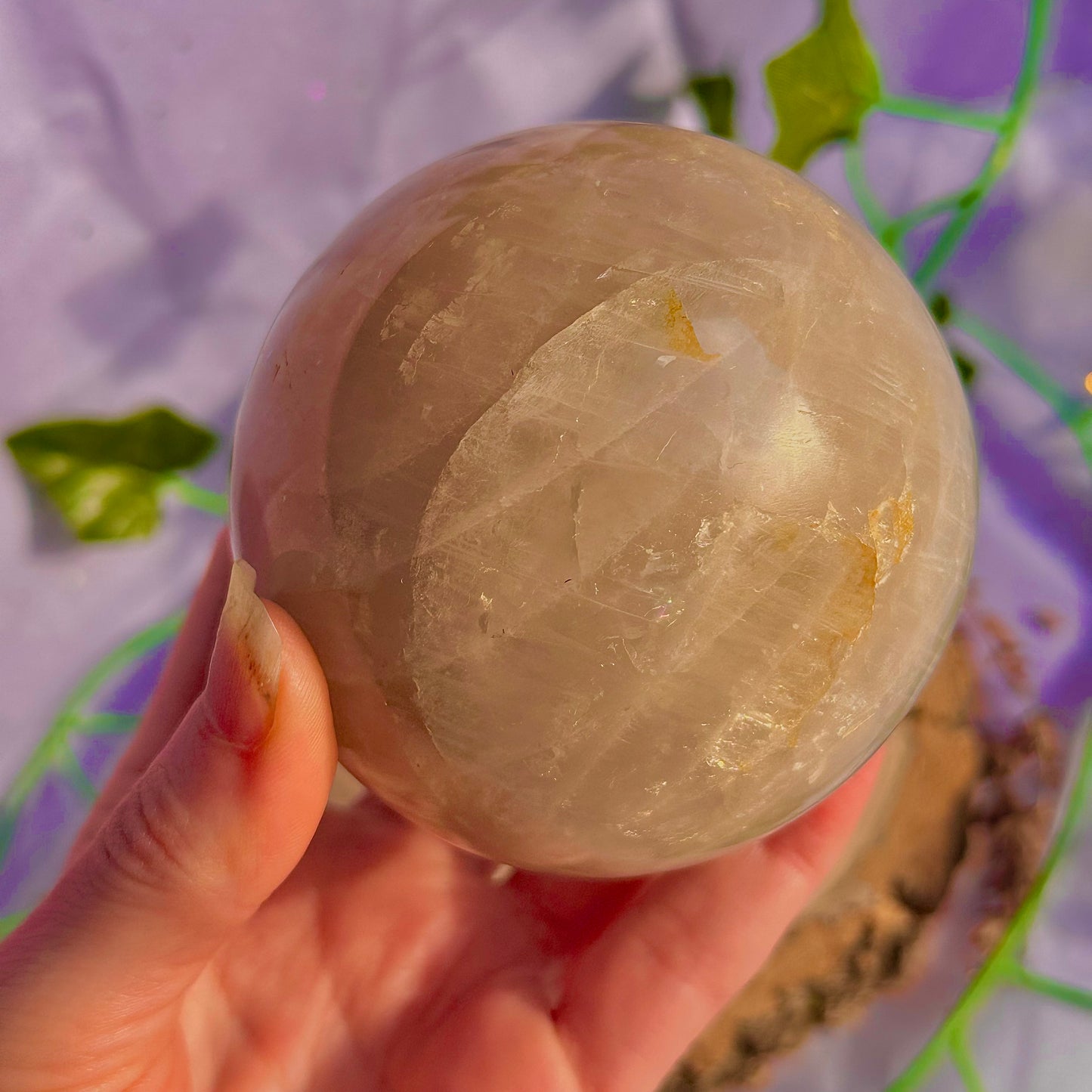 sphère de quartz rose bleu ~ 626g
