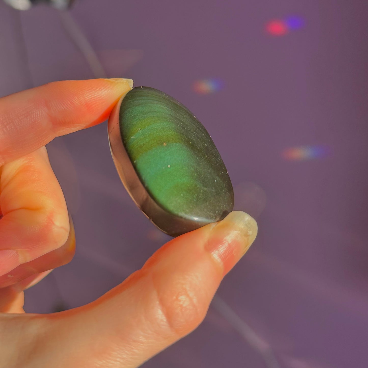 rainbow obsidian palm stone ~ intuitively chosen