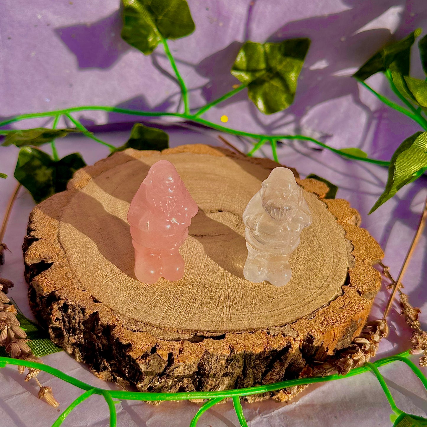 sculptures du père Noël, quartz rose et quartz clair ~ choisissez le vôtre