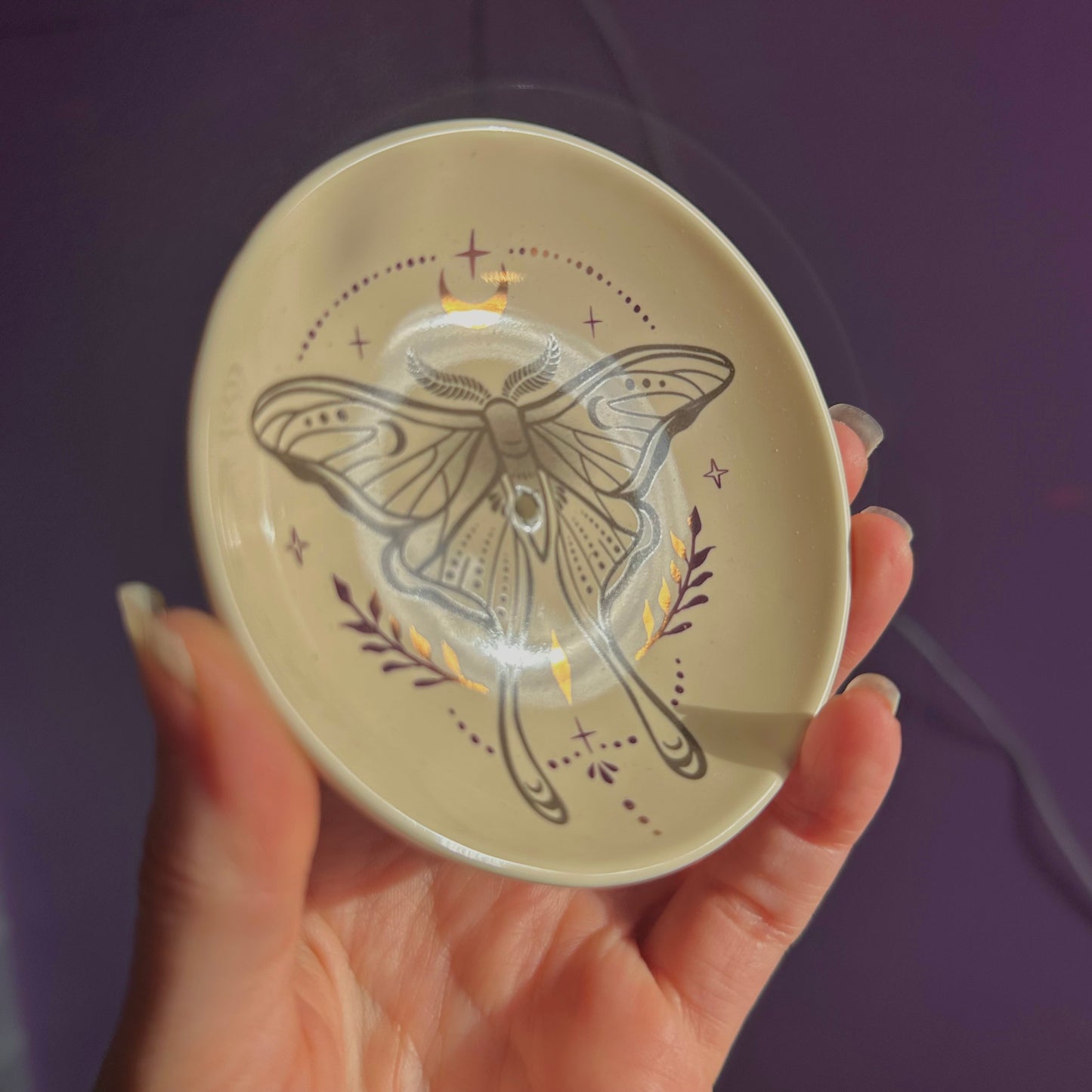 luna moth ceramic incense holder