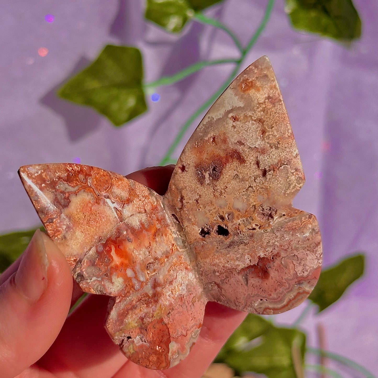 indonesian rare pink lace agate butterflies, self standing ~ choose your own