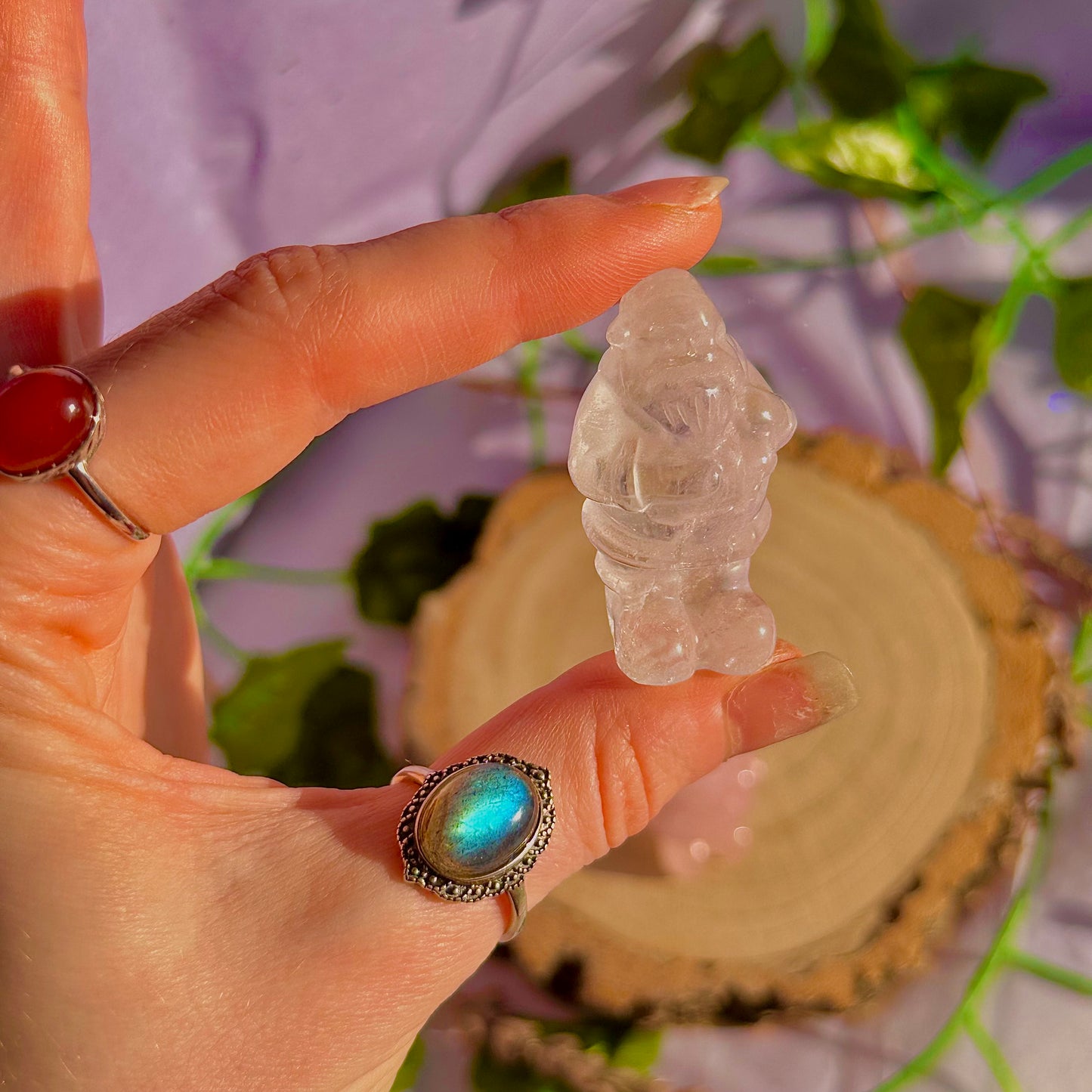 sculptures du père Noël, quartz rose et quartz clair ~ choisissez le vôtre