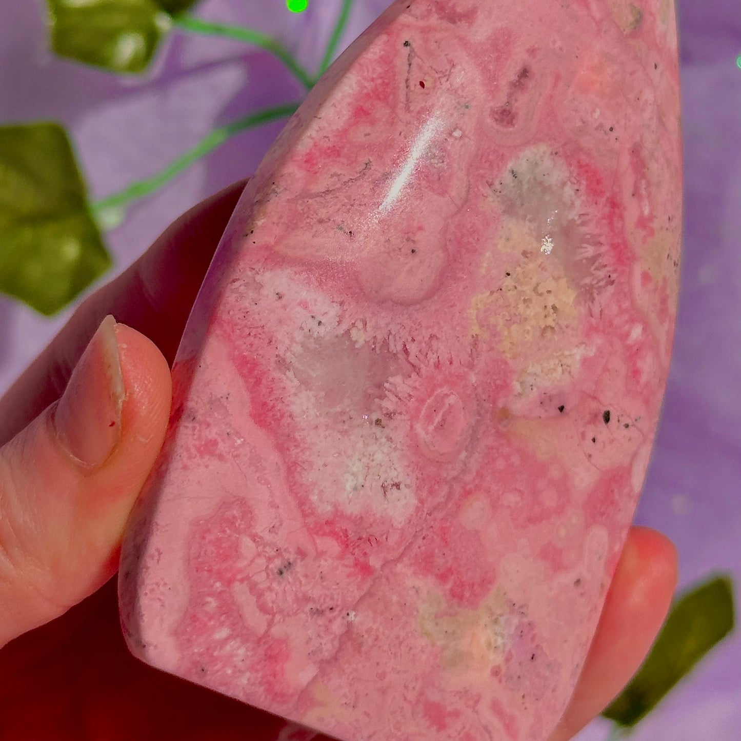 peruvian rhodonite teardrop carving