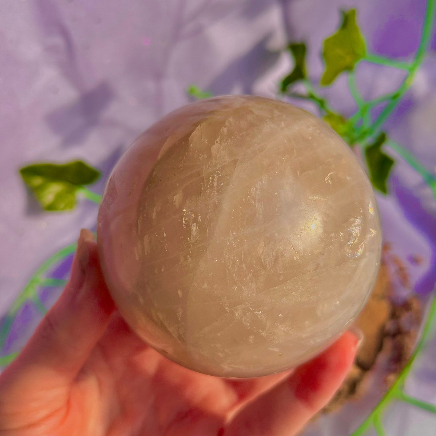sphère de quartz rose bleu ~ 626g