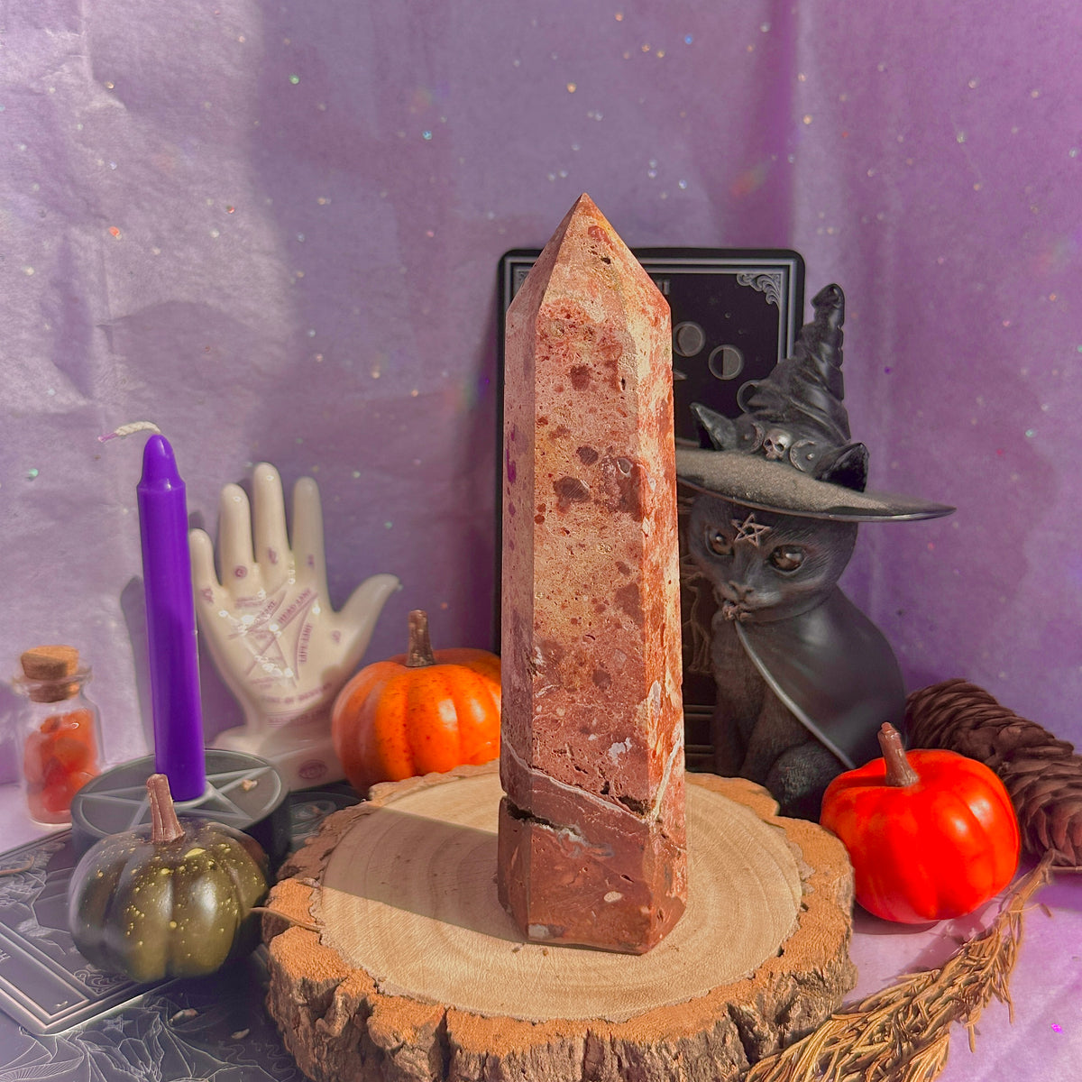 flower jasper “blood splatter” tower