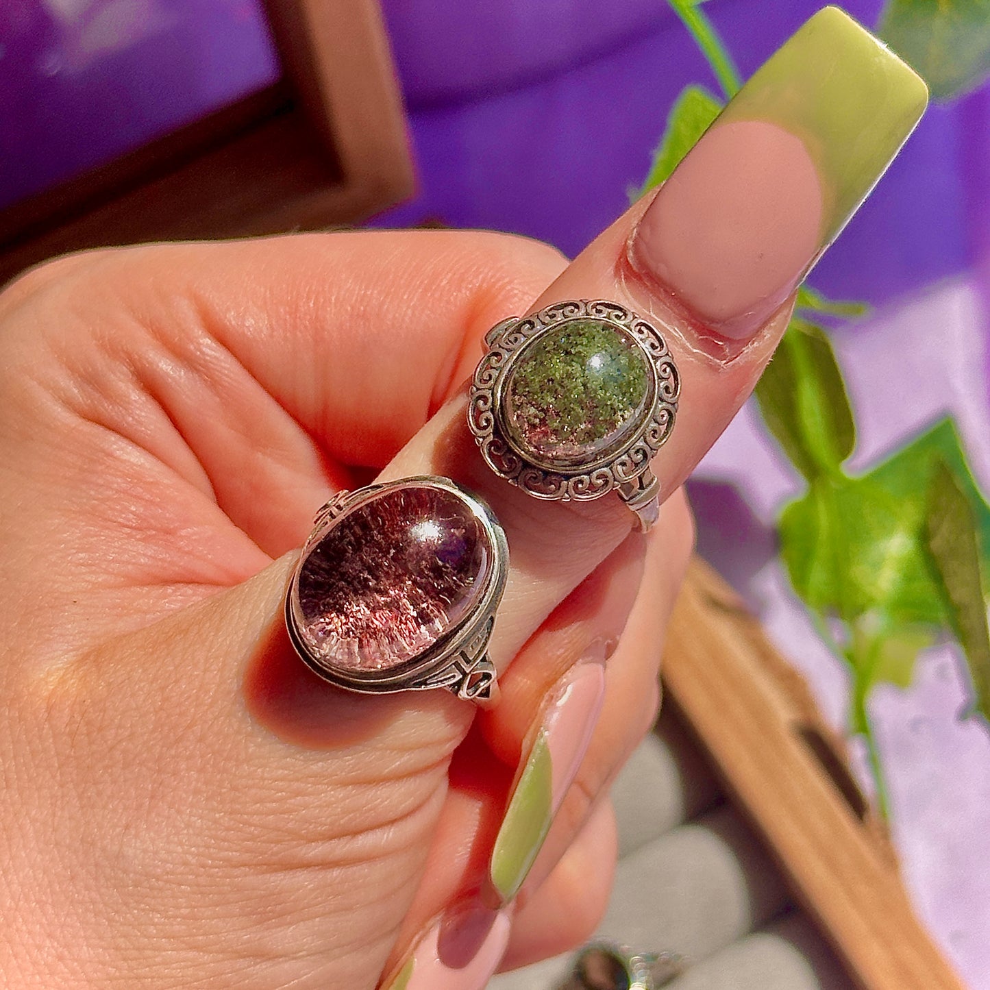 garden quartz 925 sterling silver adjustable ring