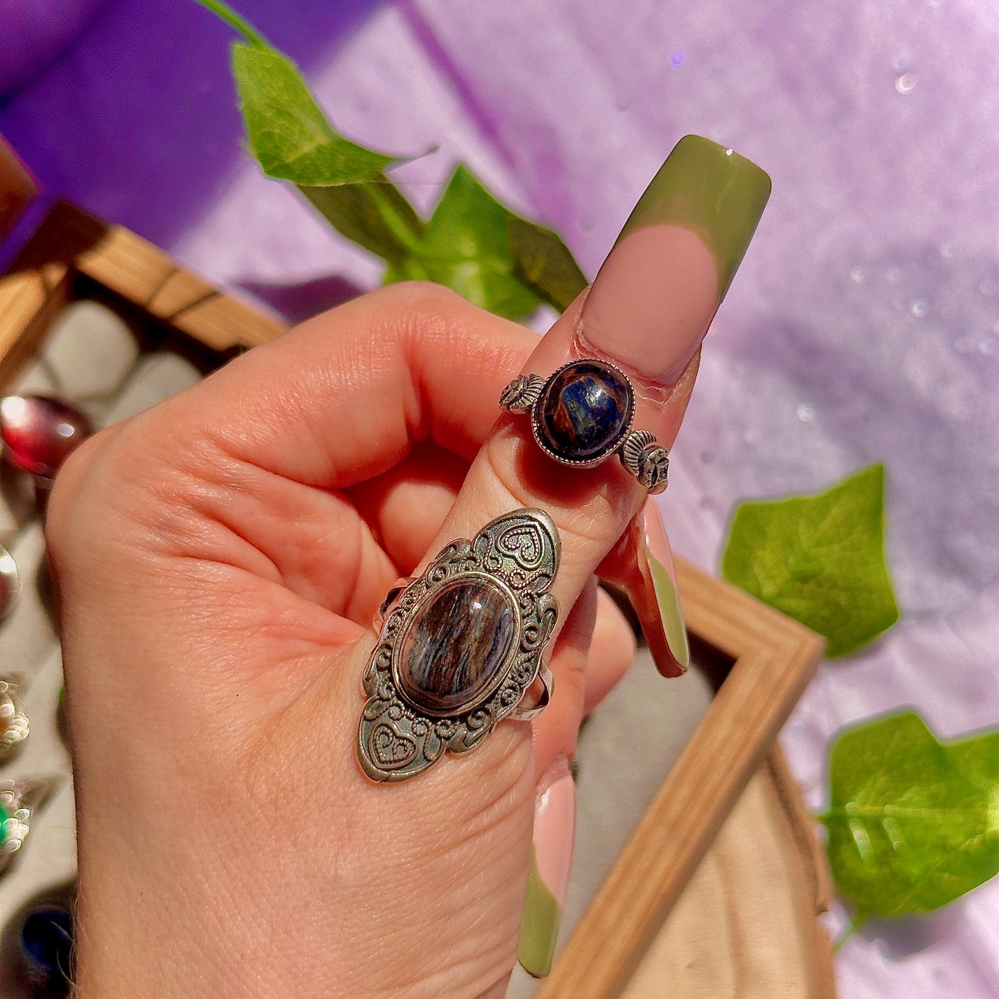 pietersite 925 sterling silver adjustable ring