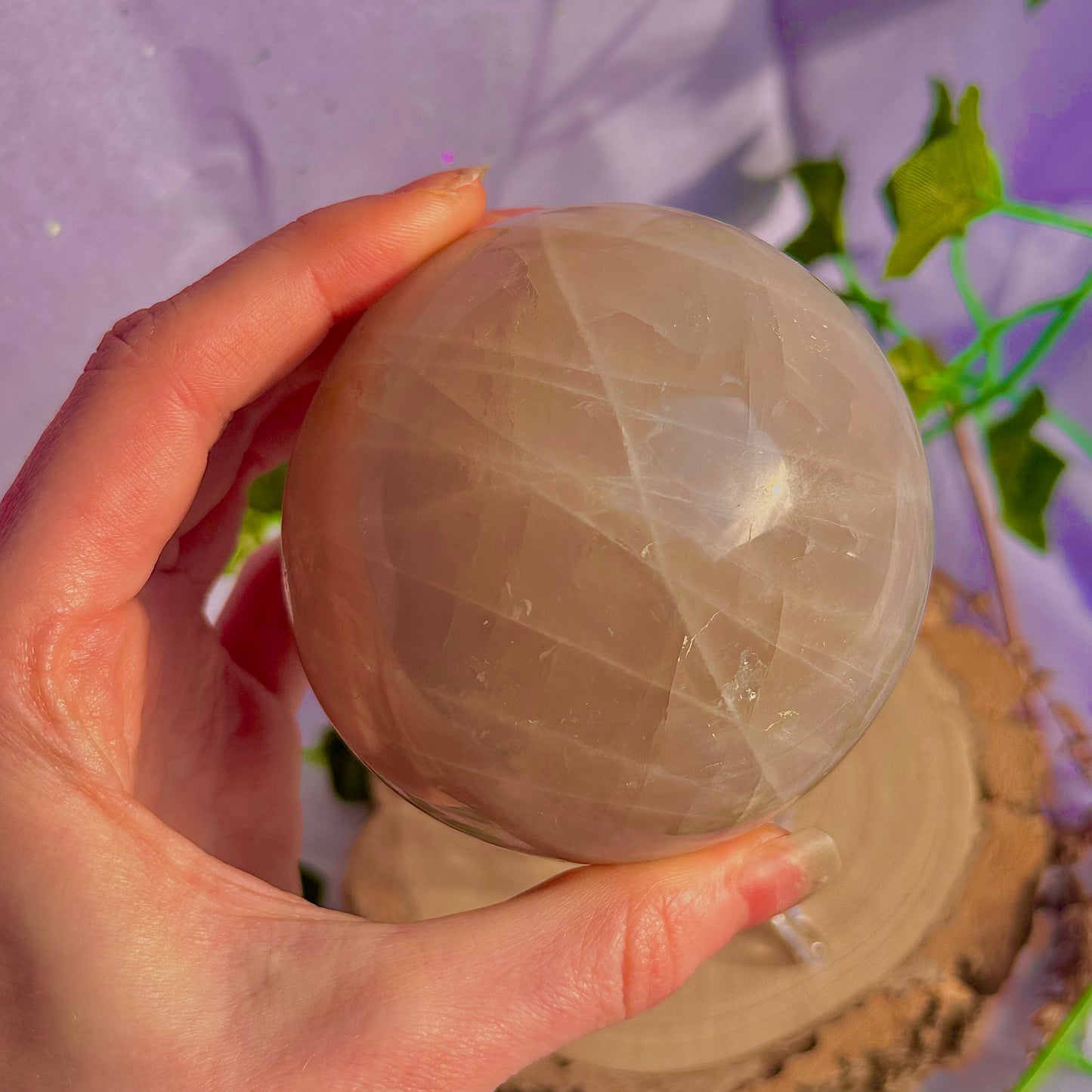 sphère de quartz rose bleu ~ 626g