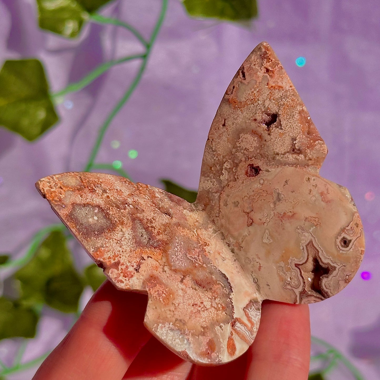 indonesian rare pink lace agate butterflies, self standing ~ choose your own