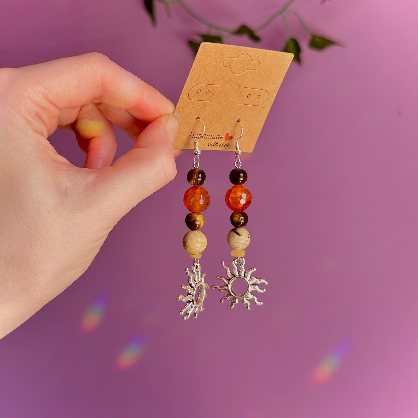 sunny days earrings on 925 hooks ~ tigers eye, crazy lace agate, carnelian and golden healer