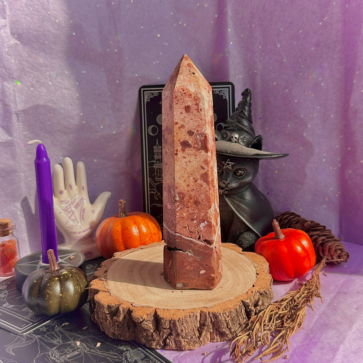 flower jasper “blood splatter” tower
