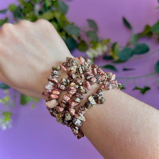 leopard jasper chip bracelets