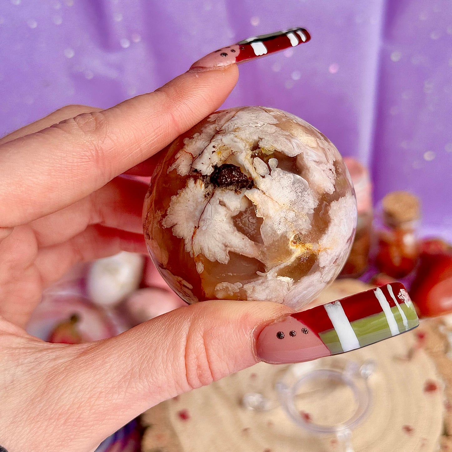 flower agate sphere A