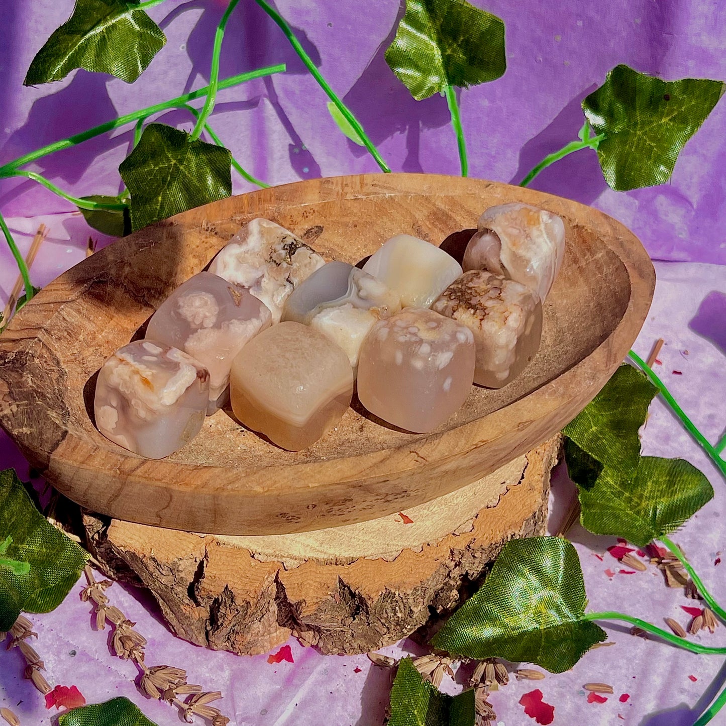flower agate cubes