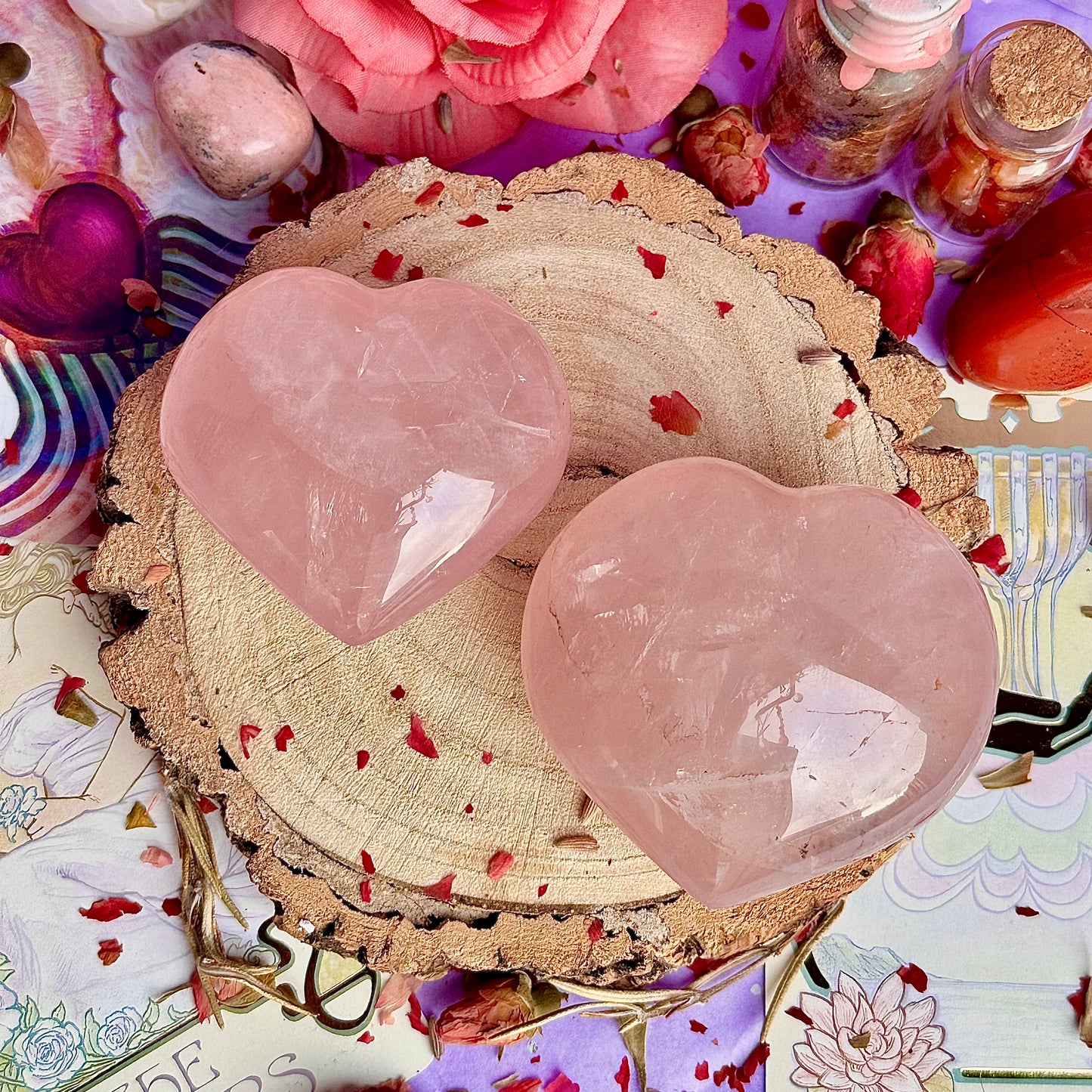 Cœurs en quartz rose starlight asterism ~ choisissez le vôtre