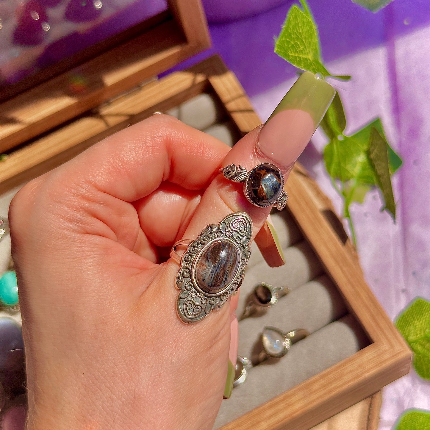 pietersite 925 sterling silver adjustable ring
