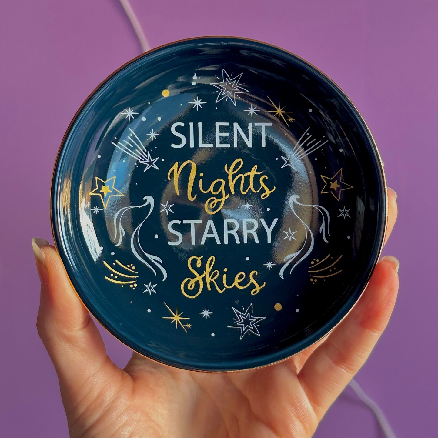 silent night starry skies trinket dish