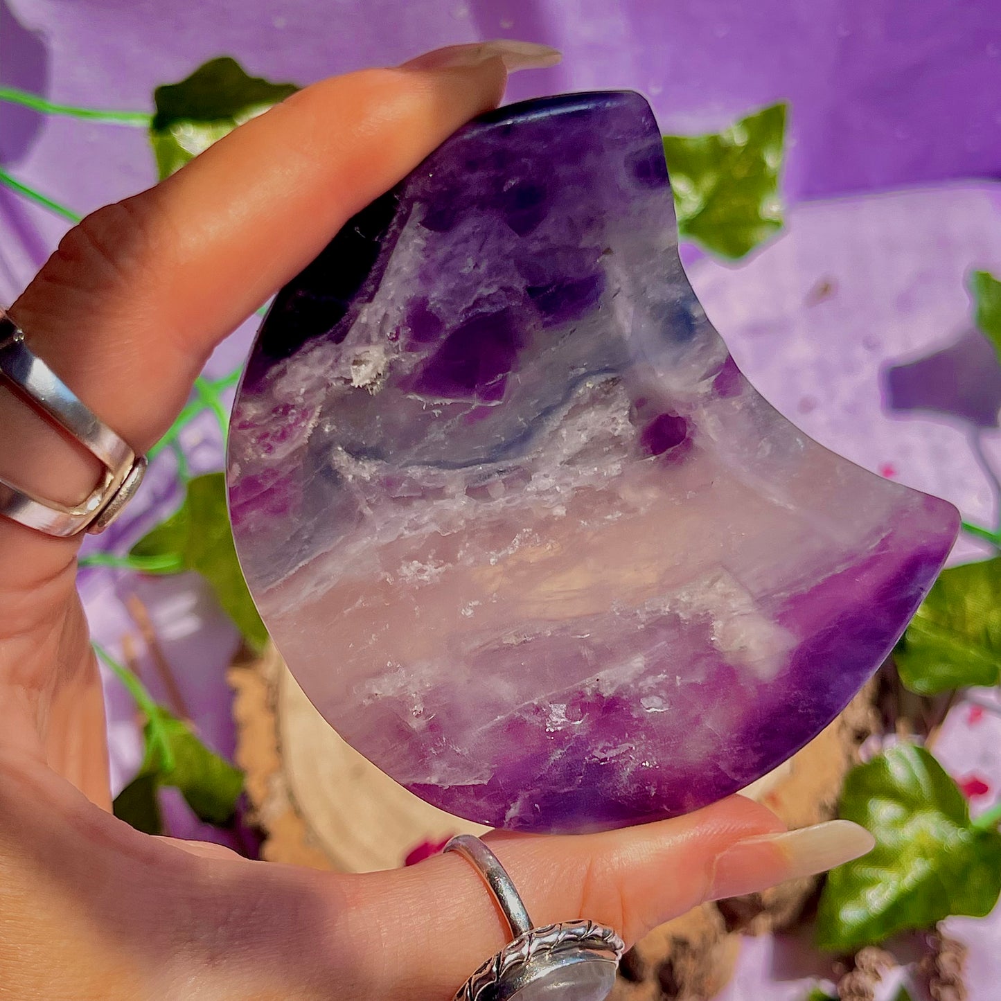 rainbow fluorite moon bowl B