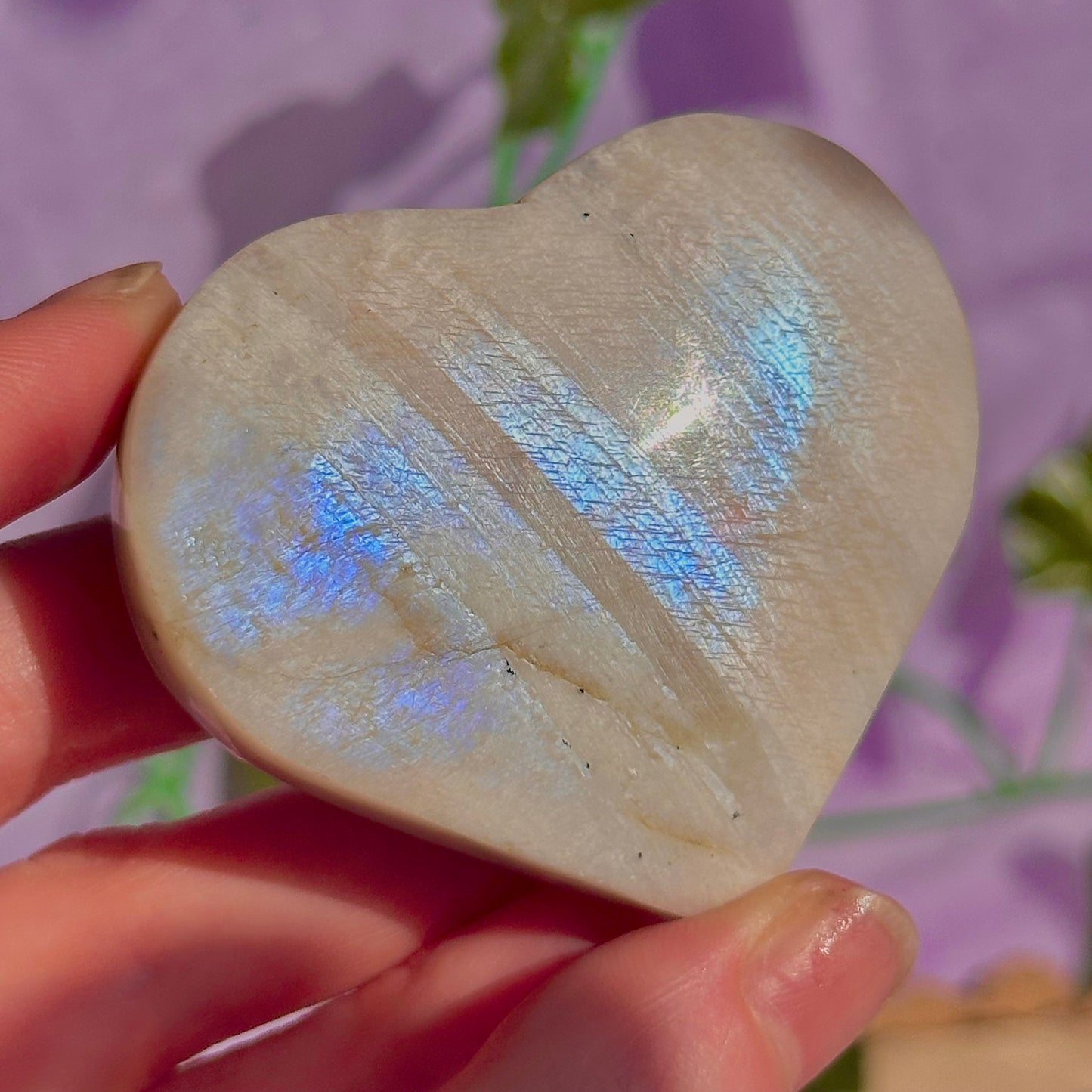 belomorite sunstone & moonstone heart carvings ~ intuitively chosen
