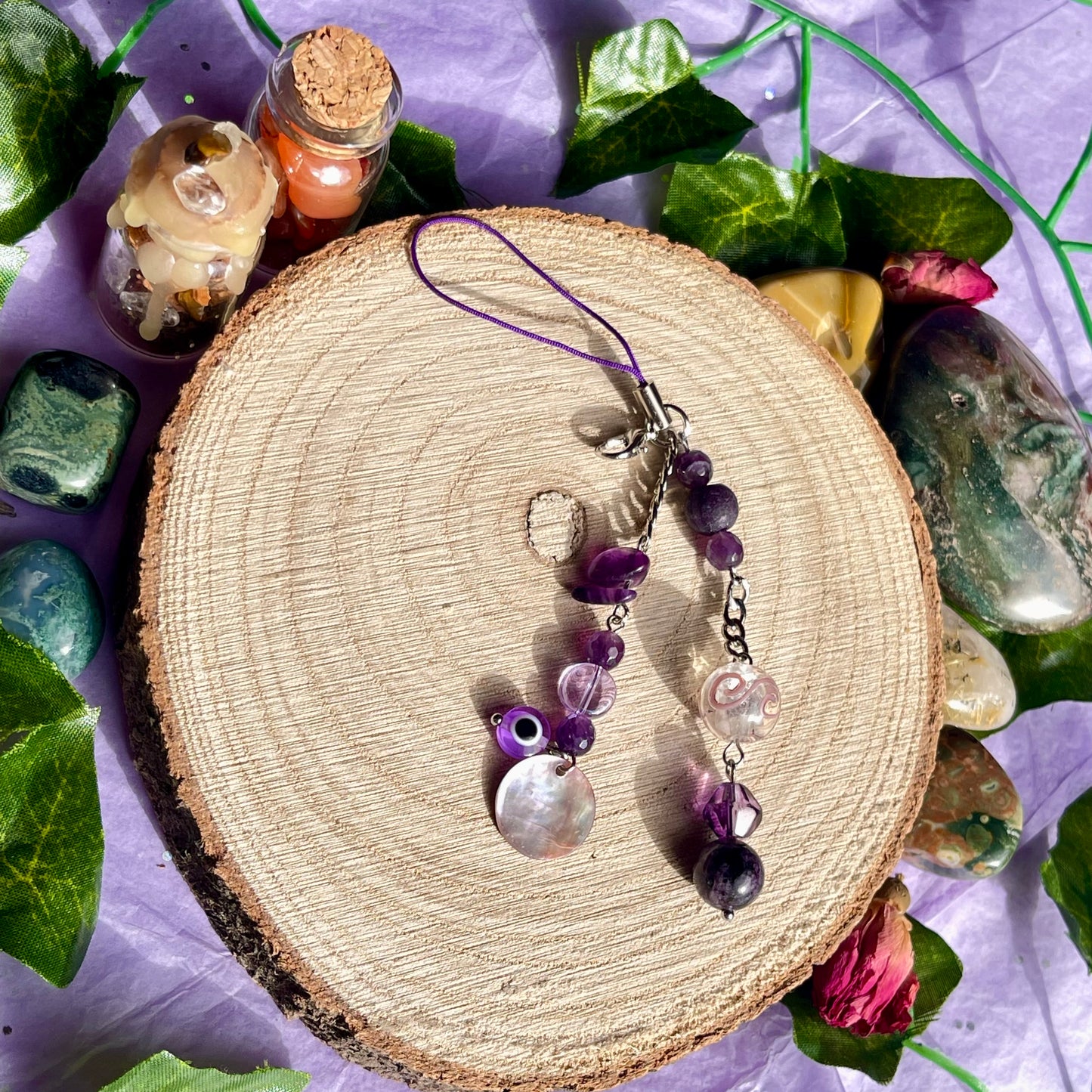 purple phone charm