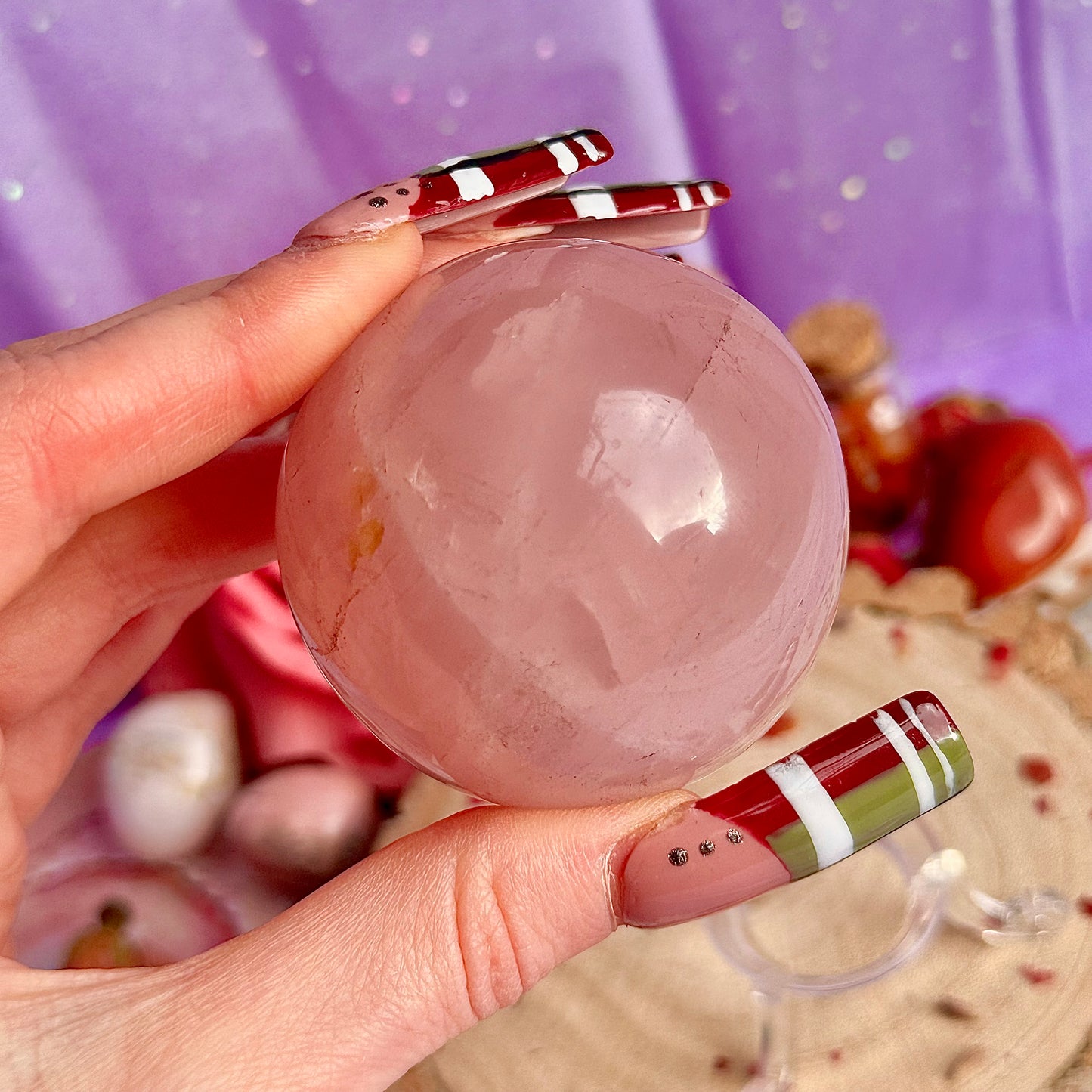 starlight asterism rose quartz sphere A