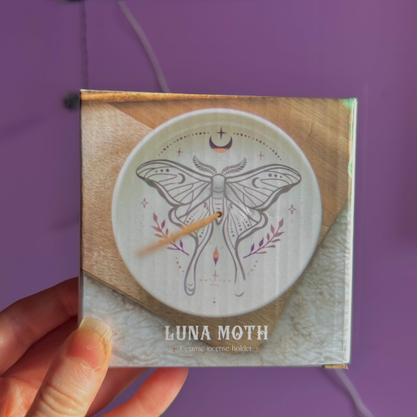 luna moth ceramic incense holder