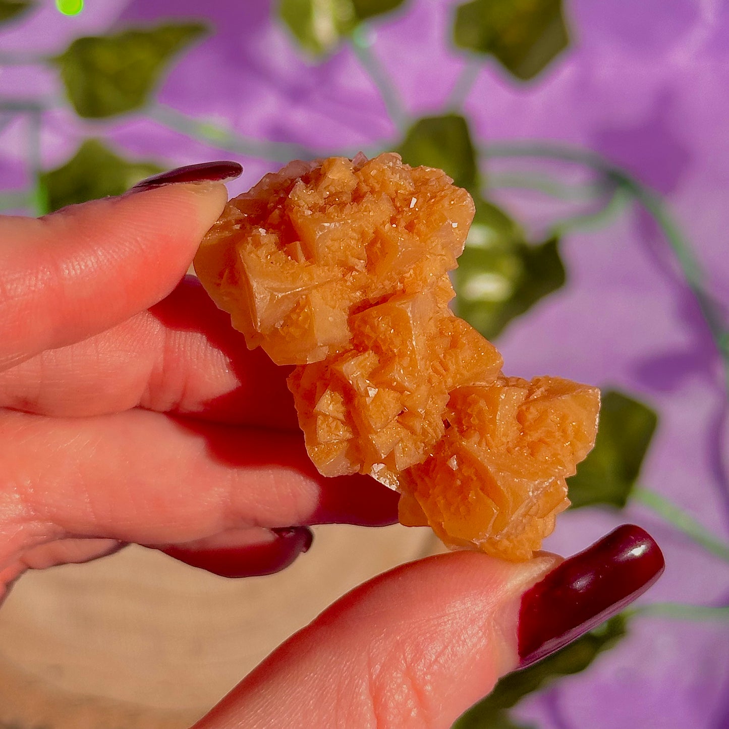 orange calcite specimen cluster B