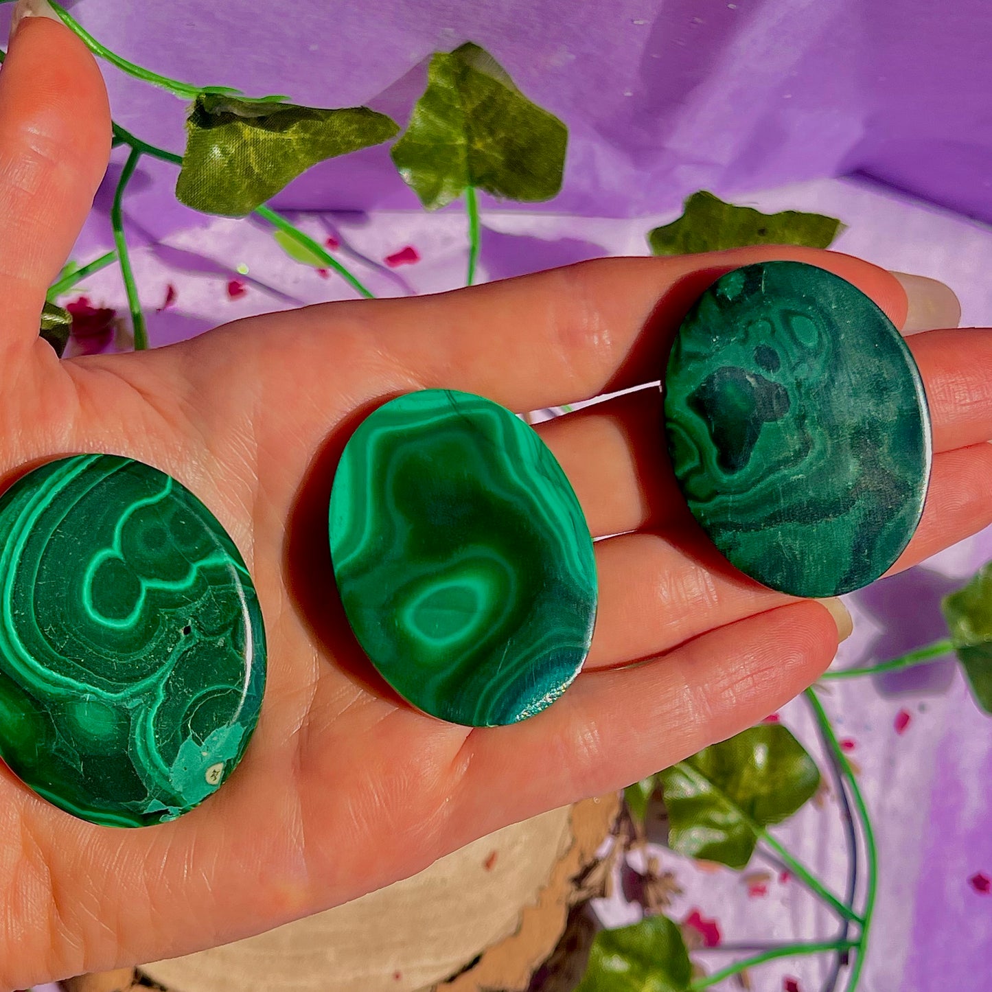 malachite palm stone ~ intuitively chosen