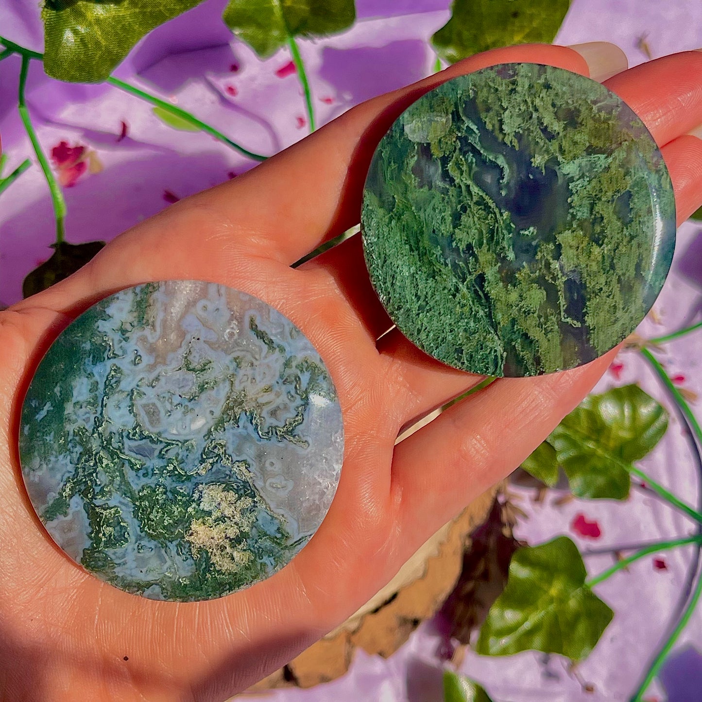 moss agate disc A & B
